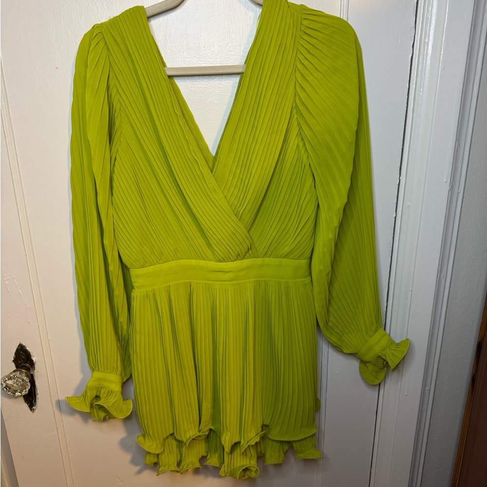 Endless Rose Lime Green Pleated romper- size small